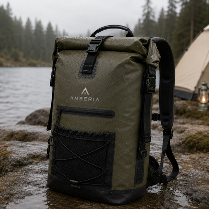Waterproof Roll-Top Adventure Backpack – Rugged Outdoor Dry Bag with Padded Straps