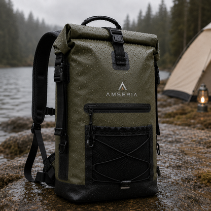 Waterproof Roll-Top Adventure Backpack – Rugged Outdoor Dry Bag with Padded Straps