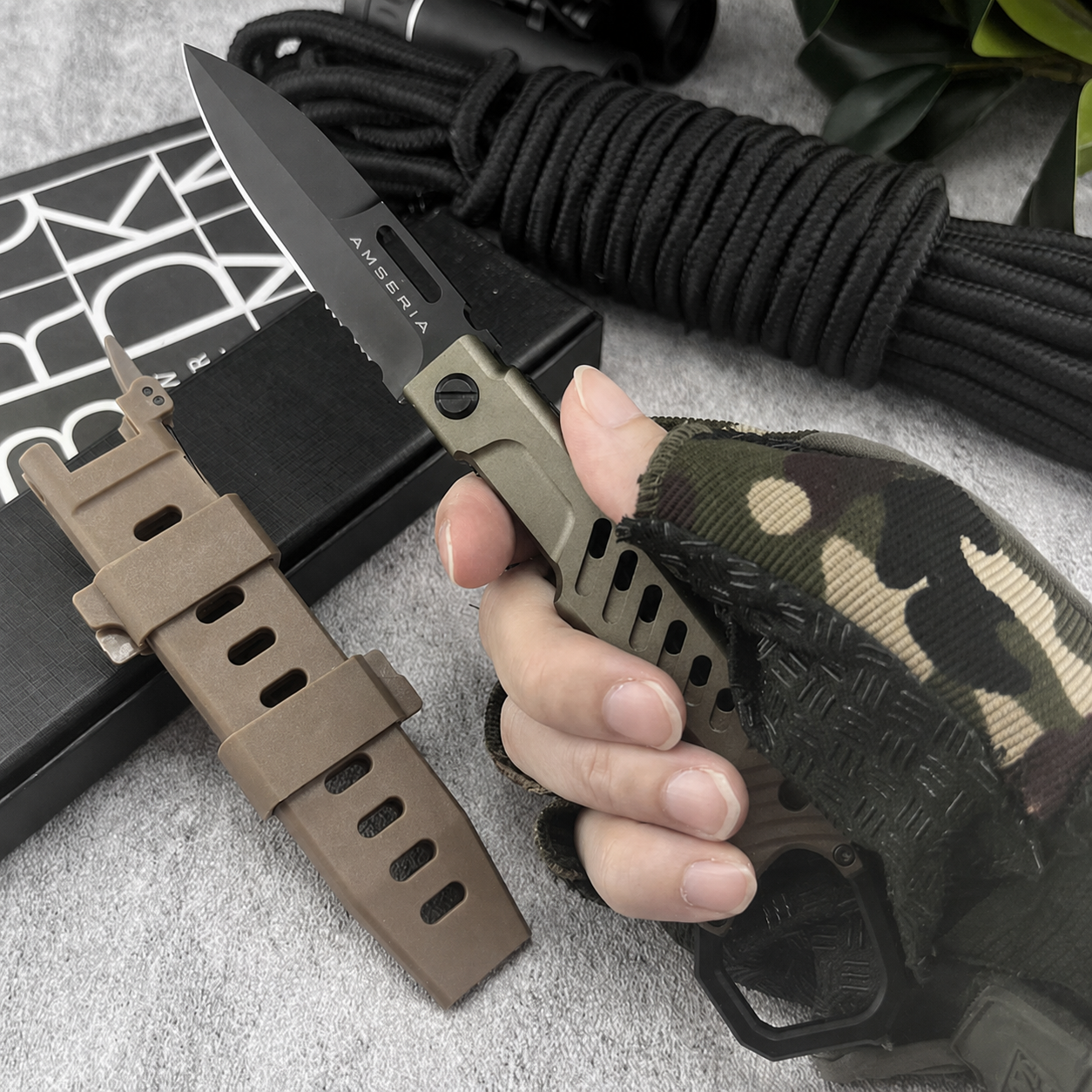 Tactical Folding Knife with Protective Sheath