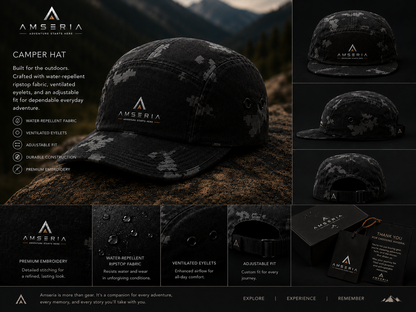 Trailmark 5-Panel Outdoor Cap – Black Digital Camo